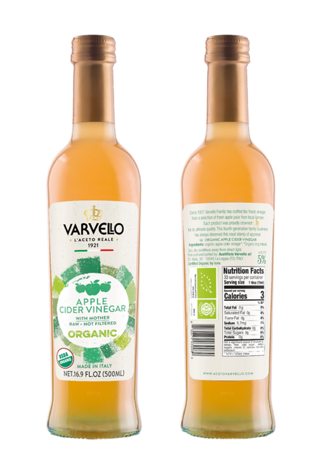 VARVELLO APPLE CIDER ORGANIC WITH MOTHER RAW 500ML